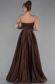 Brown Long Satin Prom Gown ABU5105