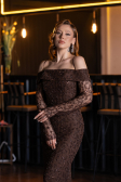 Long Brown Dantelle Evening Dress ABU6004