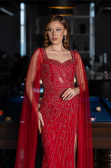Red Long Stony Evening Dress ABU5751