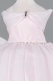 Long Powder Color Satin Kid Wedding Dress ABG175