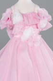 Long Powder Color Satin Kid Wedding Dress ABG182
