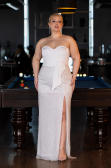 Long White Beaded Plus Size Evening Dress ABU5989
