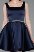 Short Navy Blue Satin Cocktail Dress ABK2606