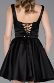 Short Black Satin Cocktail Dress ABK2606