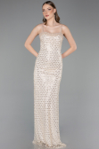 Long Beige Scaly Evening Dress ABU6039