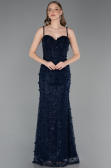 Long Navy Blue Dantelle Evening Dress ABU6040