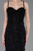Long Black Dantelle Evening Dress ABU6040