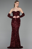 Long Burgundy Scaly Evening Dress ABU6041