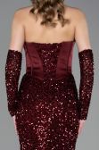 Long Burgundy Scaly Evening Dress ABU6041