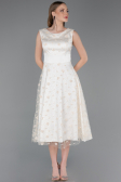 Midi White Scaly Evening Dress ABK2602