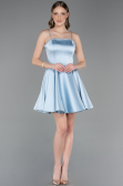 Short Light Blue Satin Cocktail Dress ABK2603