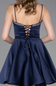 Short Navy Blue Satin Cocktail Dress ABK2603