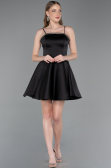 Short Black Satin Cocktail Dress ABK2603