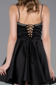 Short Black Satin Cocktail Dress ABK2603