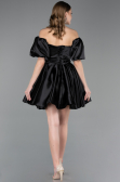 Short Black Satin Cocktail Dress ABK2605