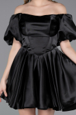 Short Black Satin Cocktail Dress ABK2605