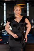 Black Long Satin Plus Size Evening Dress ABU5877
