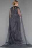 Long Anthracite Stony Plus Size Evening Dress ABU6024