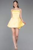 Short Yellow Satin Cocktail Dress ABK2608