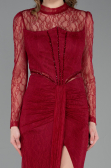 Burgundy Long Dantelle Evening Dress ABU5736