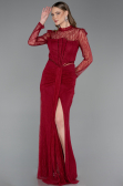 Burgundy Long Dantelle Evening Dress ABU5736