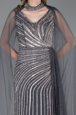Long Anthracite Stony Evening Dress ABU6052