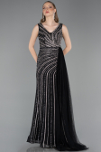 Long Black Stony Evening Dress ABU6052