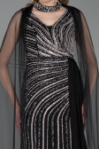 Long Black Stony Evening Dress ABU6052