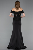 Long Black Satin Evening Dress ABU6054