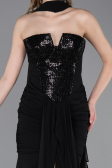 Long Black Chiffon Evening Dress ABU6055