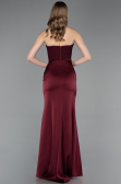 Long Burgundy Satin Prom Gown ABU6061