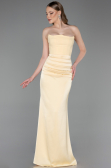 Long Yellow Satin Prom Gown ABU6061