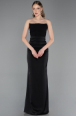 Long Black Satin Prom Gown ABU6061