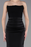 Long Black Satin Prom Gown ABU6061