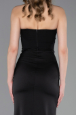 Long Black Satin Prom Gown ABU6061