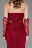 Burgundy Long Dantelle Evening Dress ABU5736