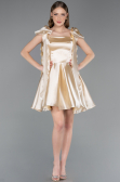 Short Beige Satin Cocktail Dress ABK2607