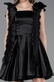 Short Black Satin Cocktail Dress ABK2607