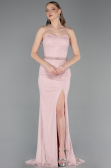 Long Powder Color Dantelle Evening Dress ABU6060