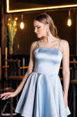 Short Light Blue Satin Cocktail Dress ABK2603