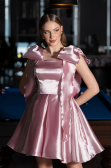 Short Powder Color Satin Cocktail Dress ABK2607