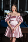 Short Powder Color Satin Cocktail Dress ABK2605