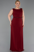 Long Burgundy Chiffon Plus Size Evening Dress ABU6063