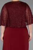 Long Burgundy Chiffon Plus Size Evening Dress ABU6063