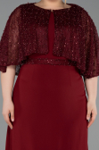 Long Burgundy Chiffon Plus Size Evening Dress ABU6063