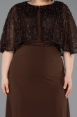 Long Brown Chiffon Plus Size Evening Dress ABU6063