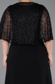 Long Black Chiffon Plus Size Evening Dress ABU6063