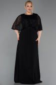 Long Black Chiffon Plus Size Evening Dress ABU6063