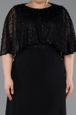Long Black Chiffon Plus Size Evening Dress ABU6063