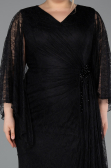 Long Black Dantelle Plus Size Evening Gown ABU6065
